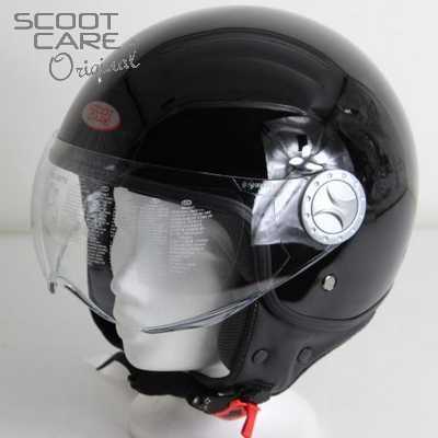 Scooter helm City met opklapbaar vizier in zwart glans.